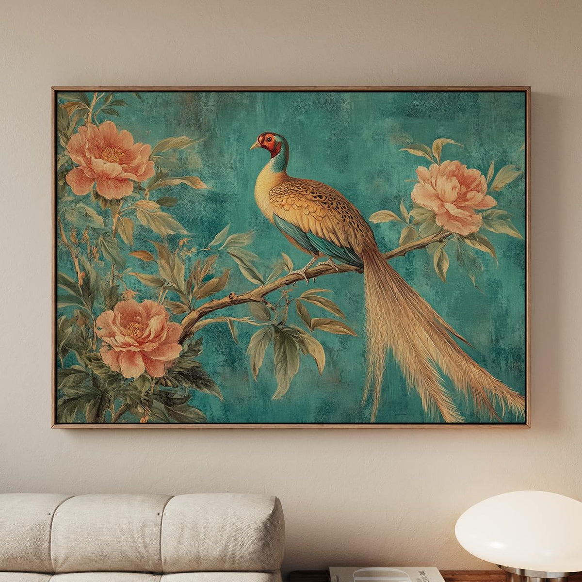 William Morris Botanical Peacock Tapestry, Retro Blue Bird Wall Art, Vintage Textile Decor, ART58