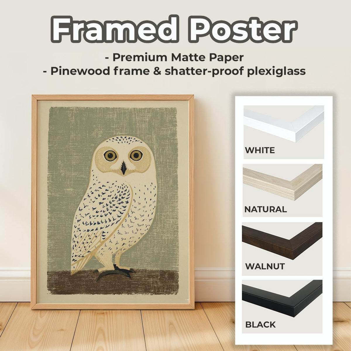 Vintage Japanese Owl Artwork, Mid Century Woodblock Animal Print, Minimalist Bird Nature Decor, ART128