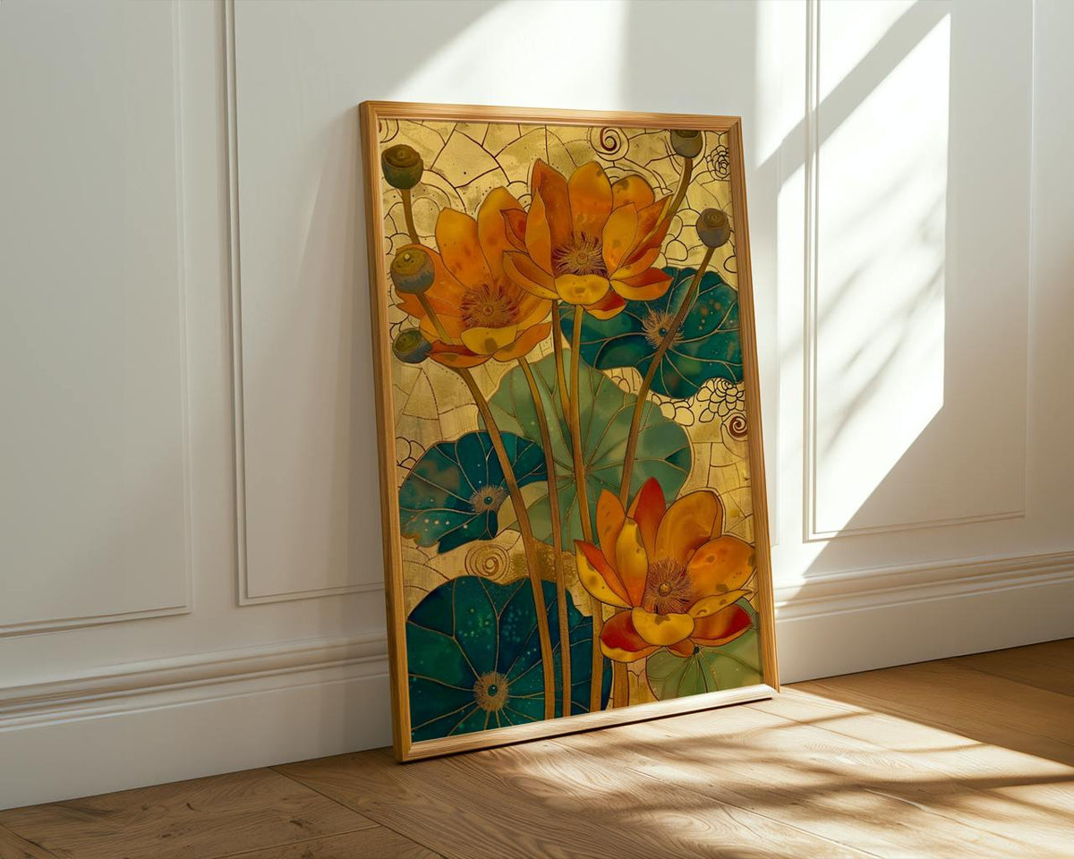 Vintage Inspired Yellow Flower Art, Botanical Wall Decor, Retro Mid-Century Modern Floral Print, ART380