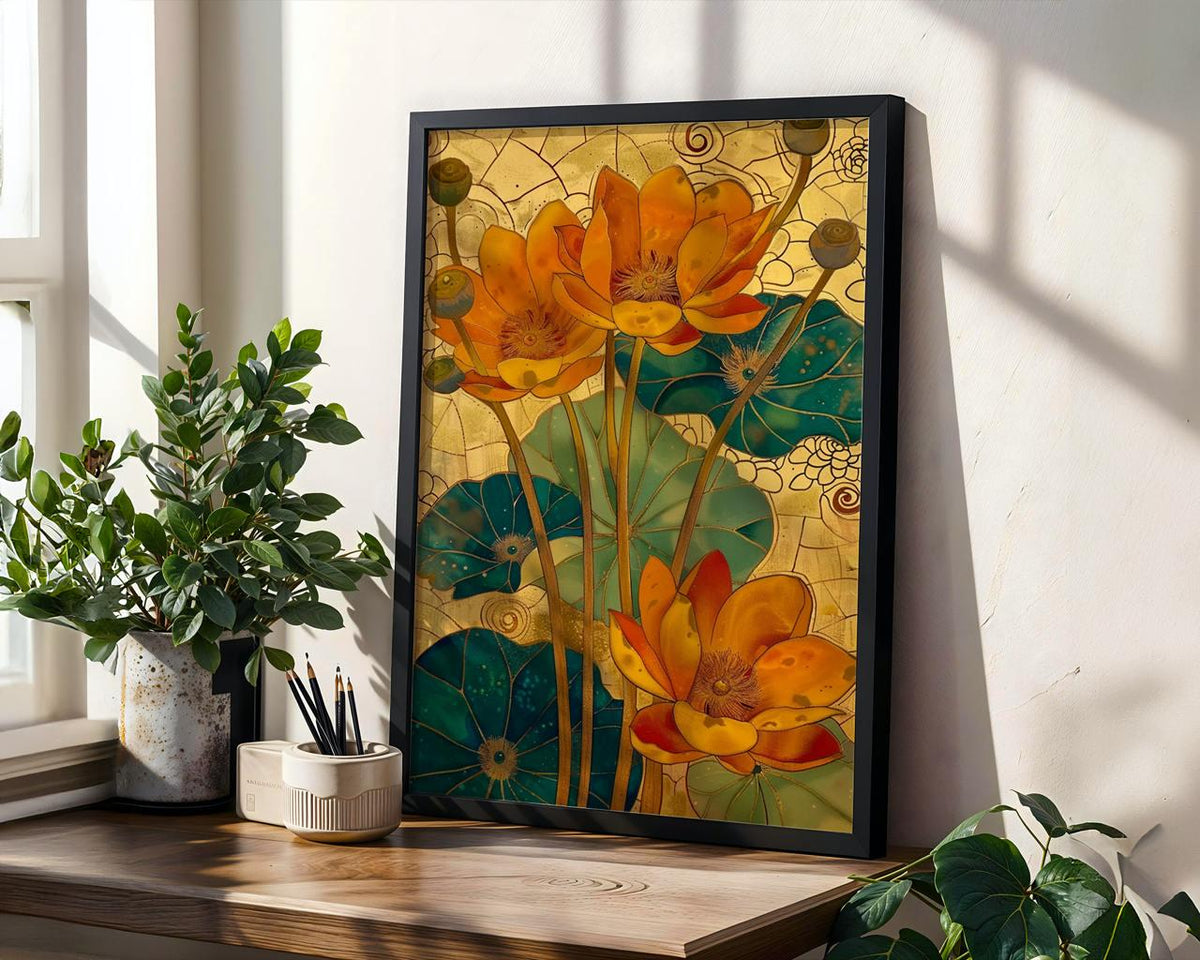 Vintage Inspired Yellow Flower Art, Botanical Wall Decor, Retro Mid-Century Modern Floral Print, ART380