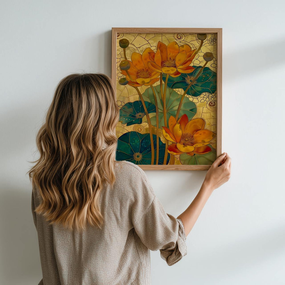 Vintage Inspired Yellow Flower Art, Botanical Wall Decor, Retro Mid-Century Modern Floral Print, ART380