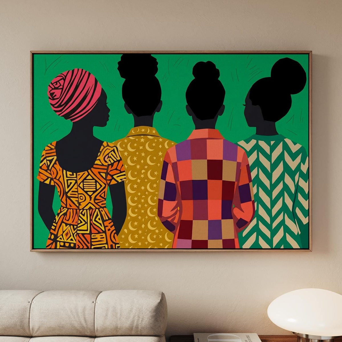 Modern Afro Female Figure Art Print, Afrocentric Boho Folk Art, Abstract Shapes, Maximalist Cultural Wall Decor, ART397