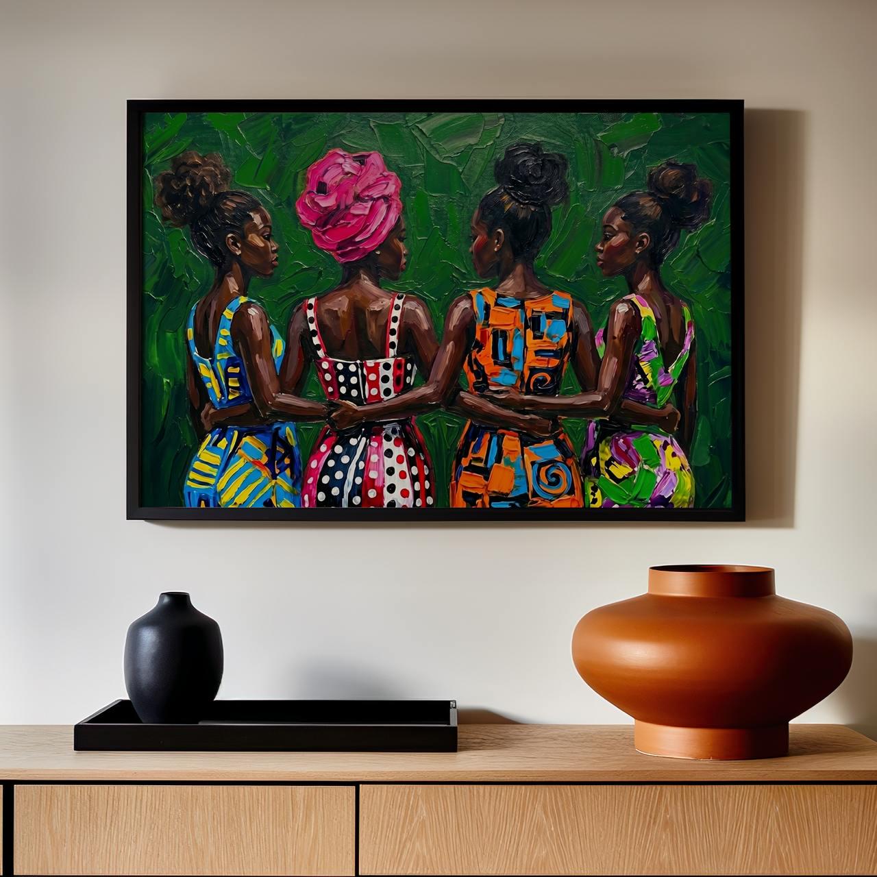 Afrocentric Wall Art Print, Modern Afro Female Figure Art, Boho Folk Home Decor, Abstract Cultural Poster, ART383