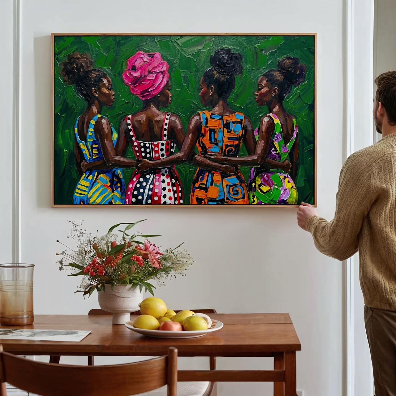 Afrocentric Wall Art Print, Modern Afro Female Figure Art, Boho Folk Home Decor, Abstract Cultural Poster, ART383
