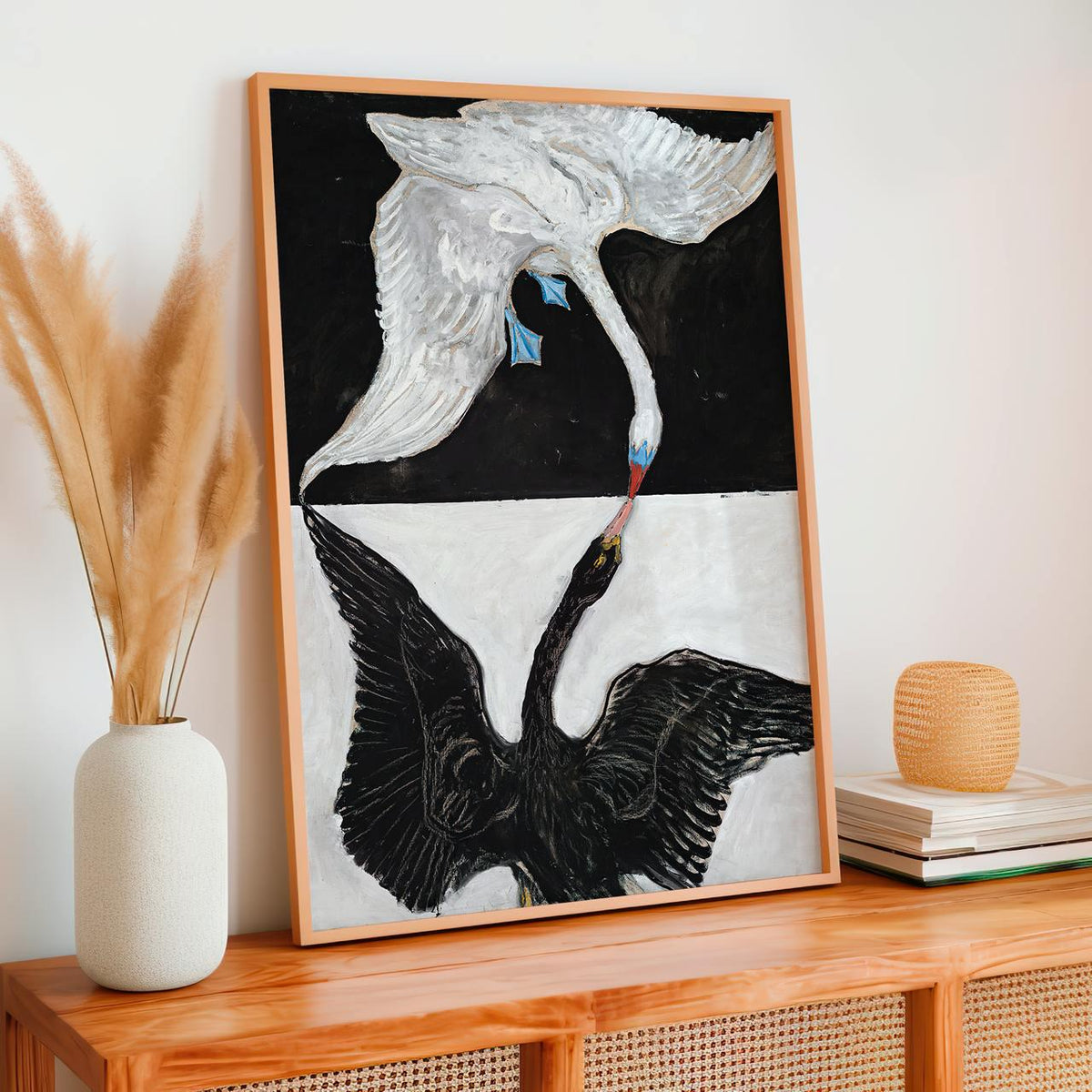 Hilma af Klint, The Swan - abstract wall art, modern canvas print, giclée art print, large wall decor, black and white s