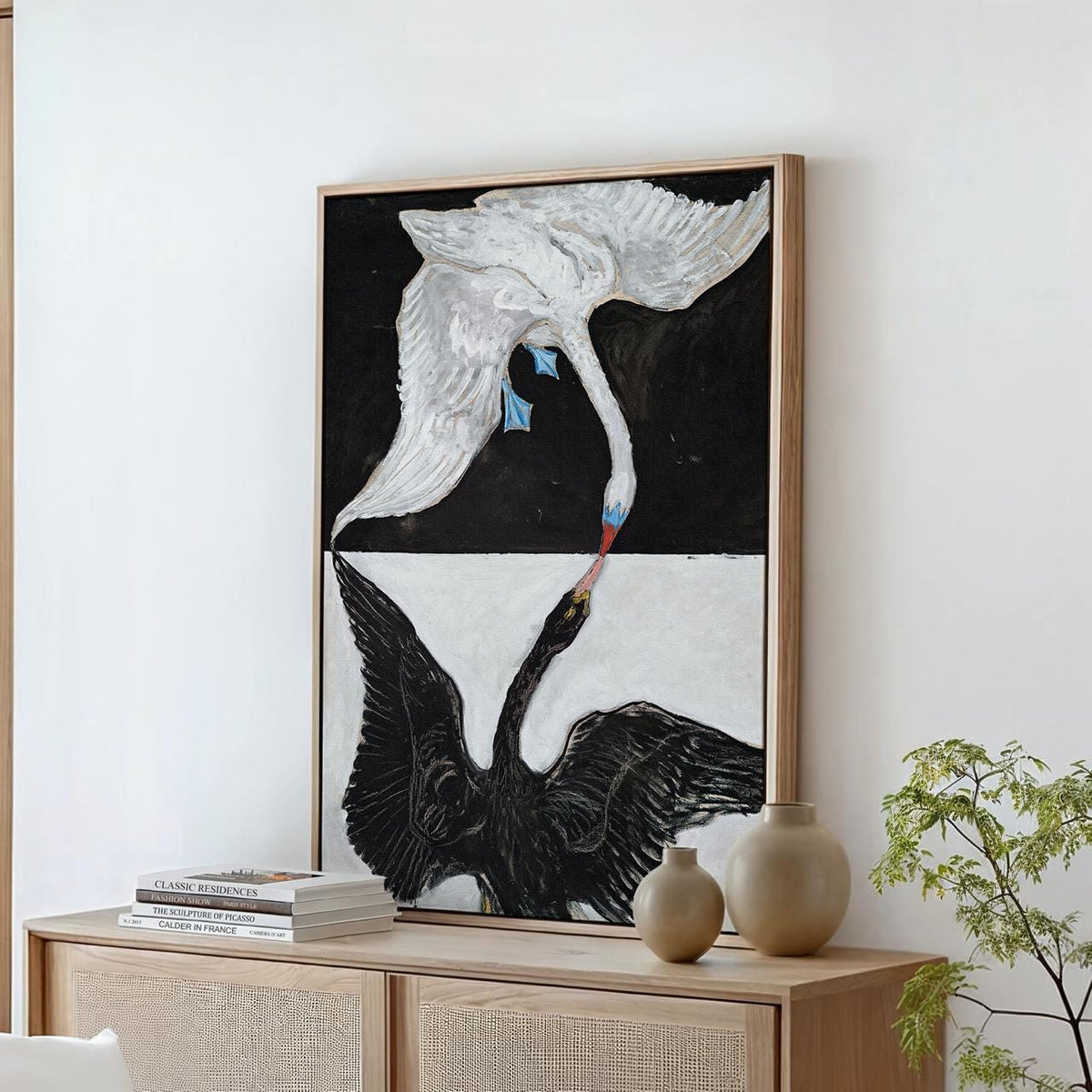 Hilma af Klint, The Swan - abstract wall art, modern canvas print, giclée art print, large wall decor, black and white s
