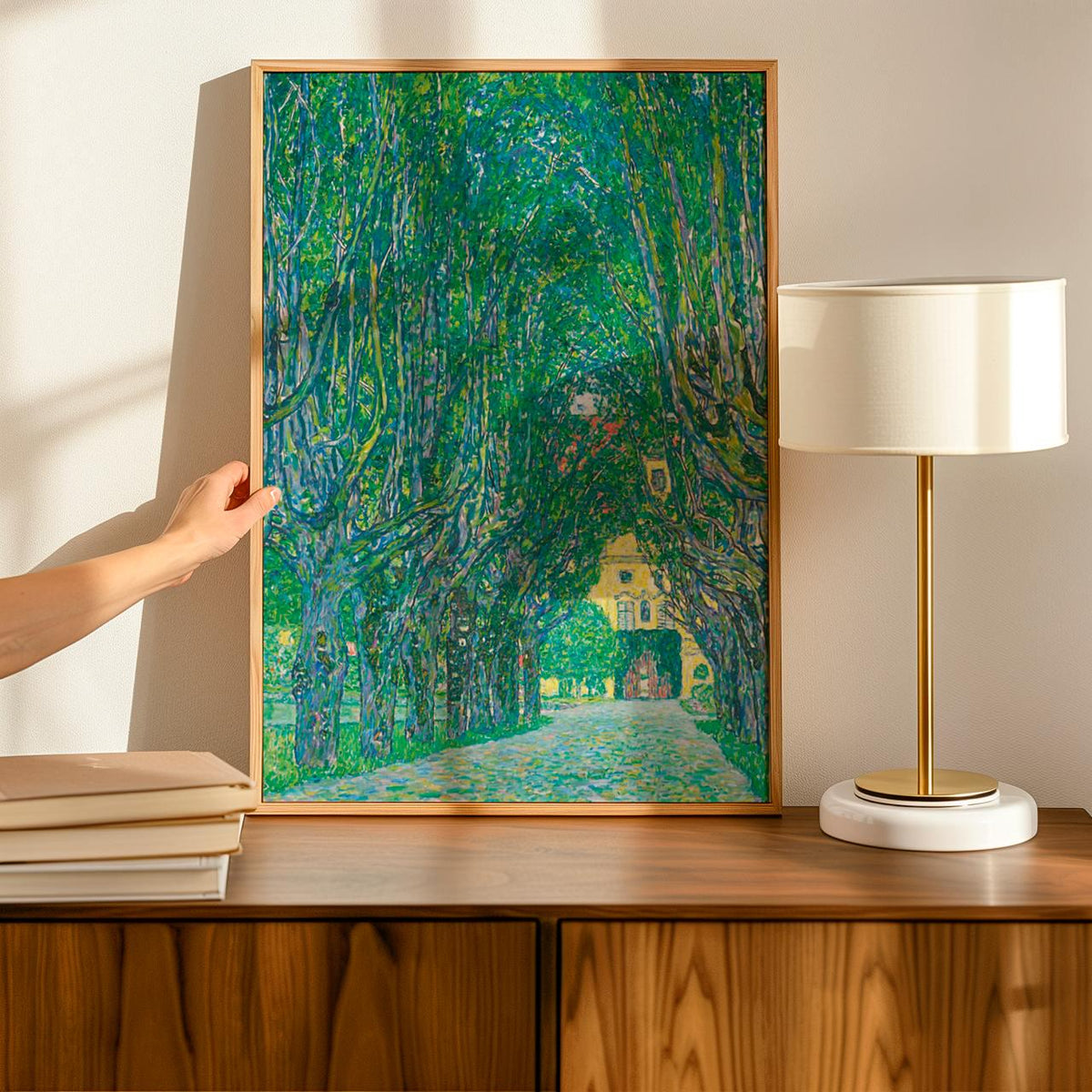 Gustav Klimt, Avenue to Schloss Kammer - green landscape wall art, framed canvas print, vintage art, minimalist decor, g