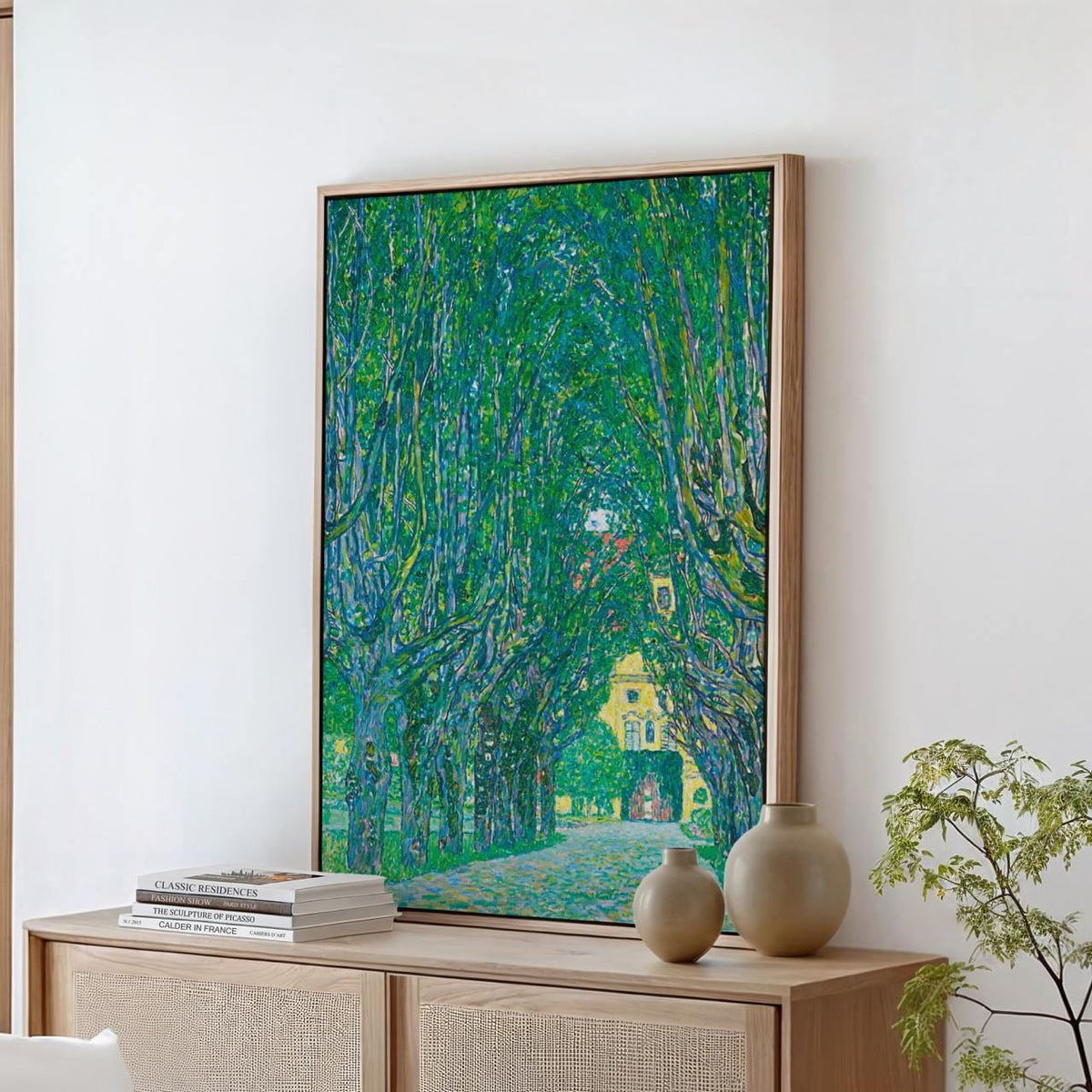 Gustav Klimt, Avenue to Schloss Kammer - green landscape wall art, framed canvas print, vintage art, minimalist decor, g
