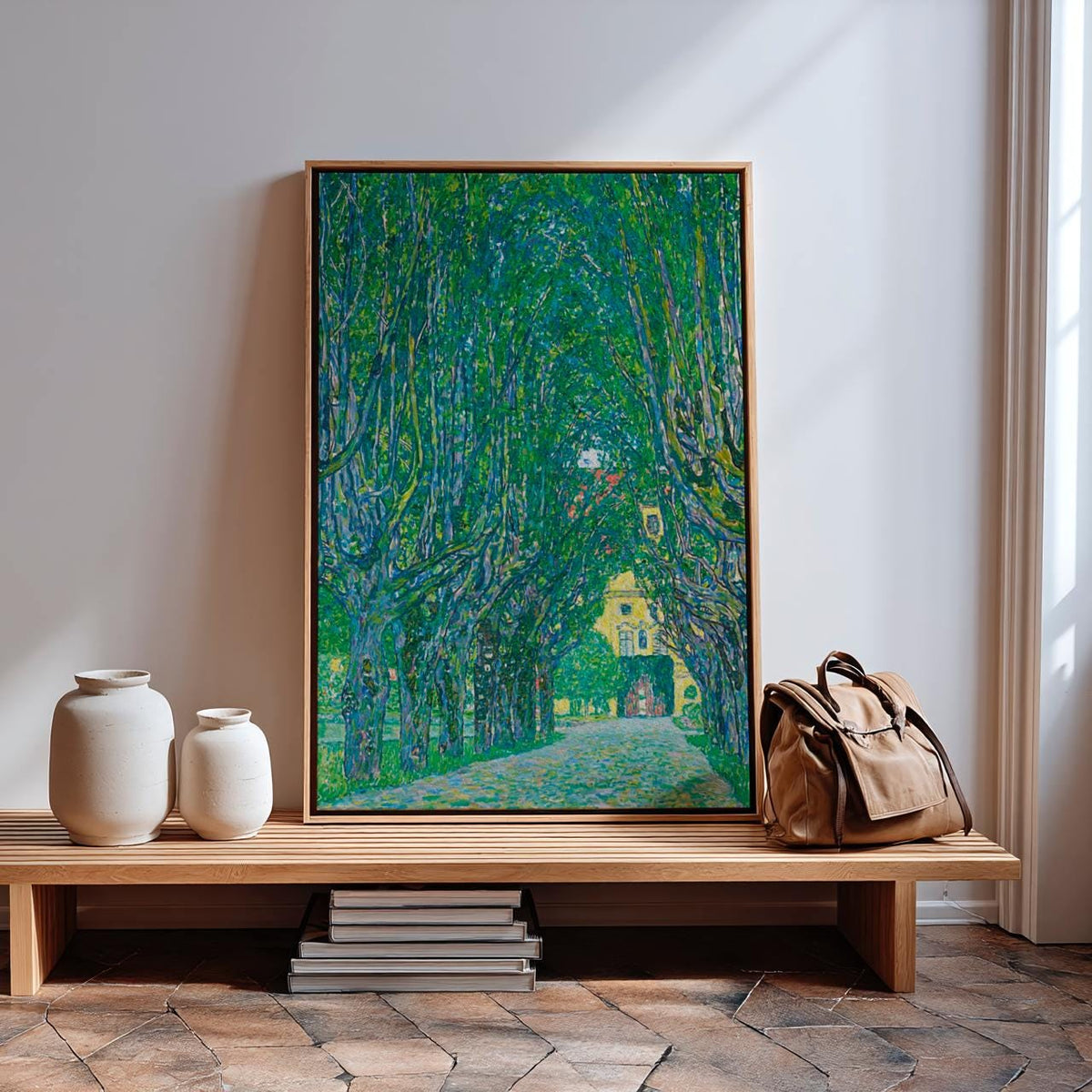 Gustav Klimt, Avenue to Schloss Kammer - green landscape wall art, framed canvas print, vintage art, minimalist decor, g