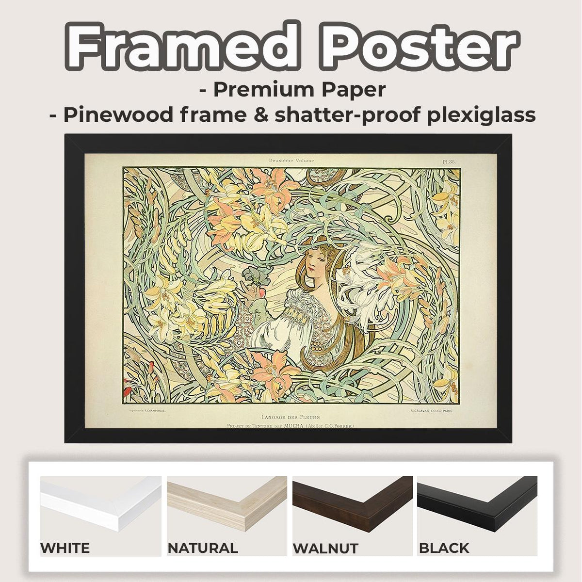 Alphonse Mucha - Language of Flowers. Art nouveau wall art, Magic woman art, Mucha poster print, Canvas painting, Kitche