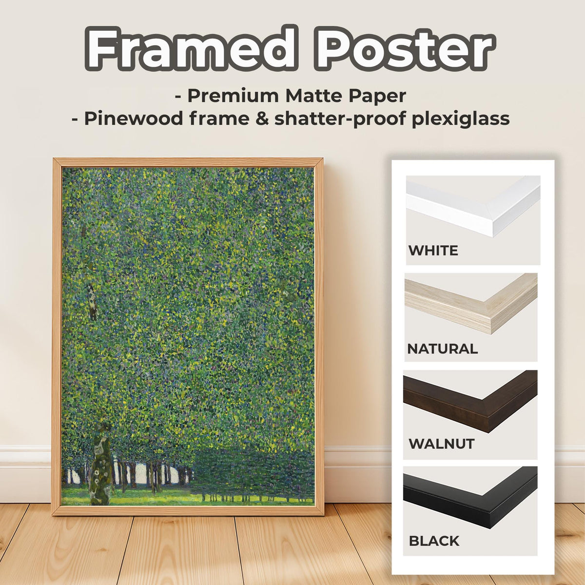Gustav Klimt, The Park - Art Nouveau Giclée Print, Vintage Green Wall Art, Framed or Unframed
