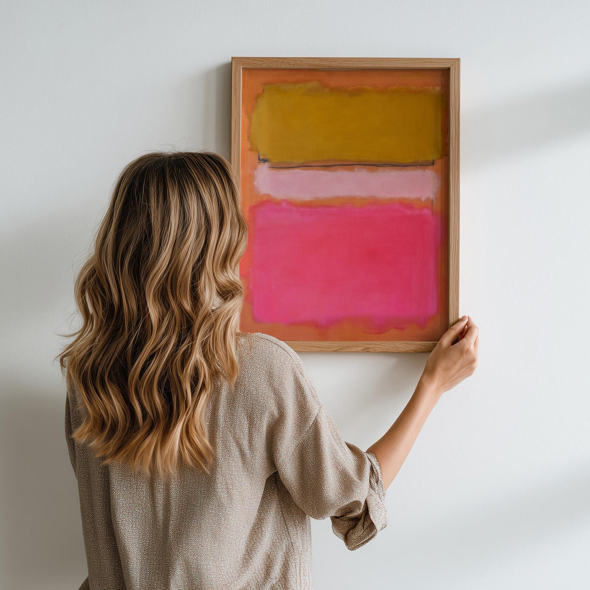 Mark Rothko Inspired Abstract White Pink Canvas Print, Color Field Style Wall Art, Modern Decor, ART417