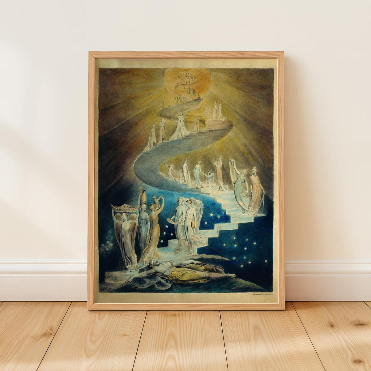 William Blake, Jacob’s Ladder - symbolic wall art, dark spiritual decor, museum style print, bedroom wall decor, classic