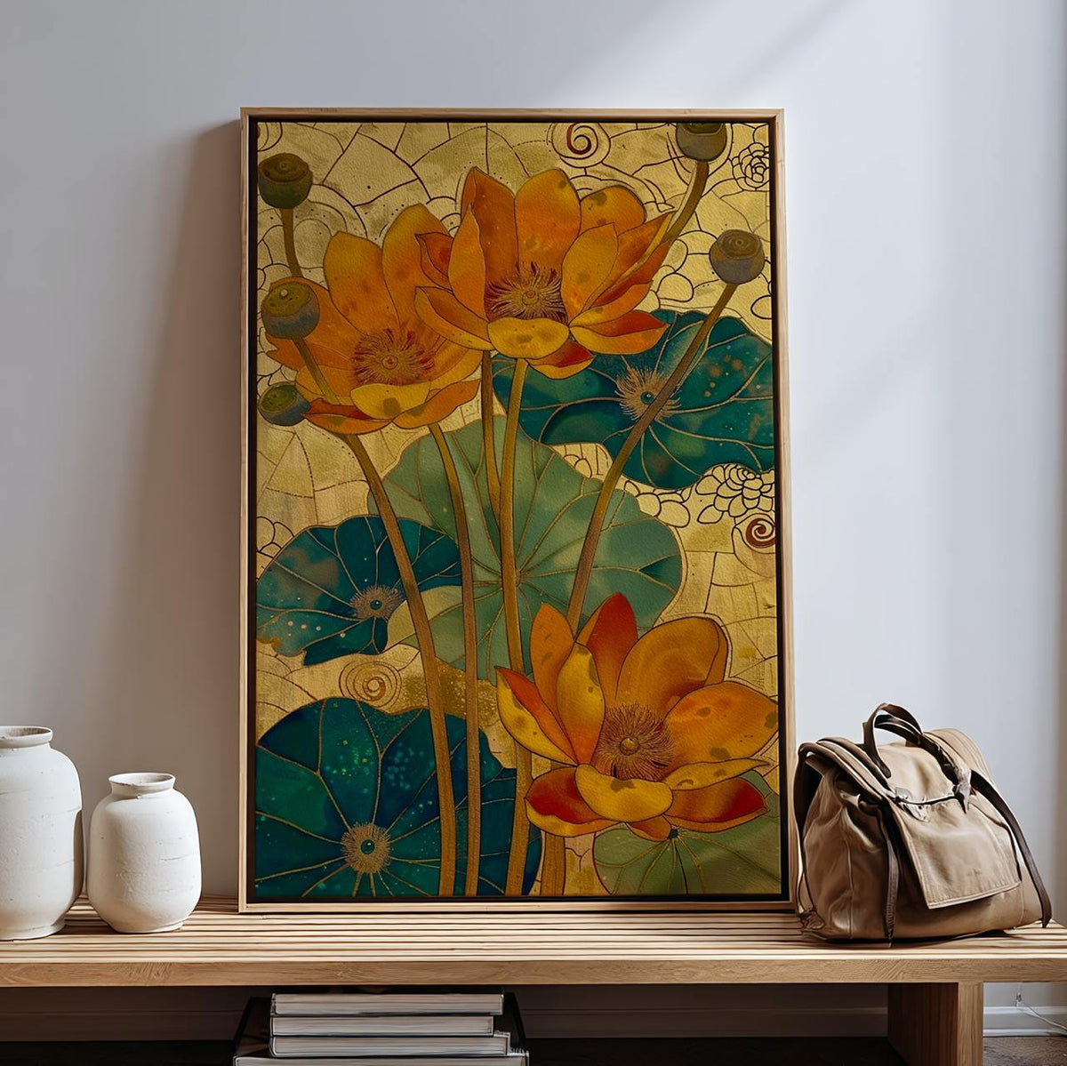 Vintage Inspired Yellow Flower Art, Botanical Wall Decor, Retro Mid-Century Modern Floral Print, ART380