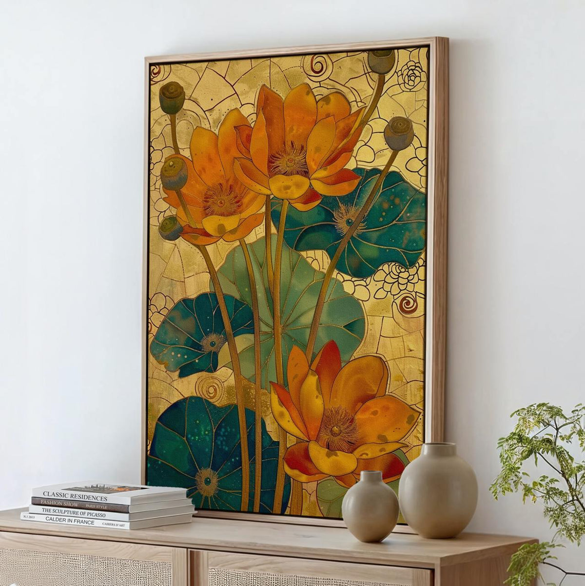 Vintage Inspired Yellow Flower Art, Botanical Wall Decor, Retro Mid-Century Modern Floral Print, ART380