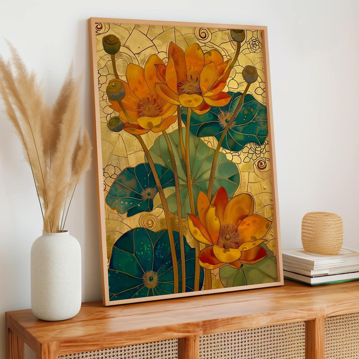 Vintage Inspired Yellow Flower Art, Botanical Wall Decor, Retro Mid-Century Modern Floral Print, ART380