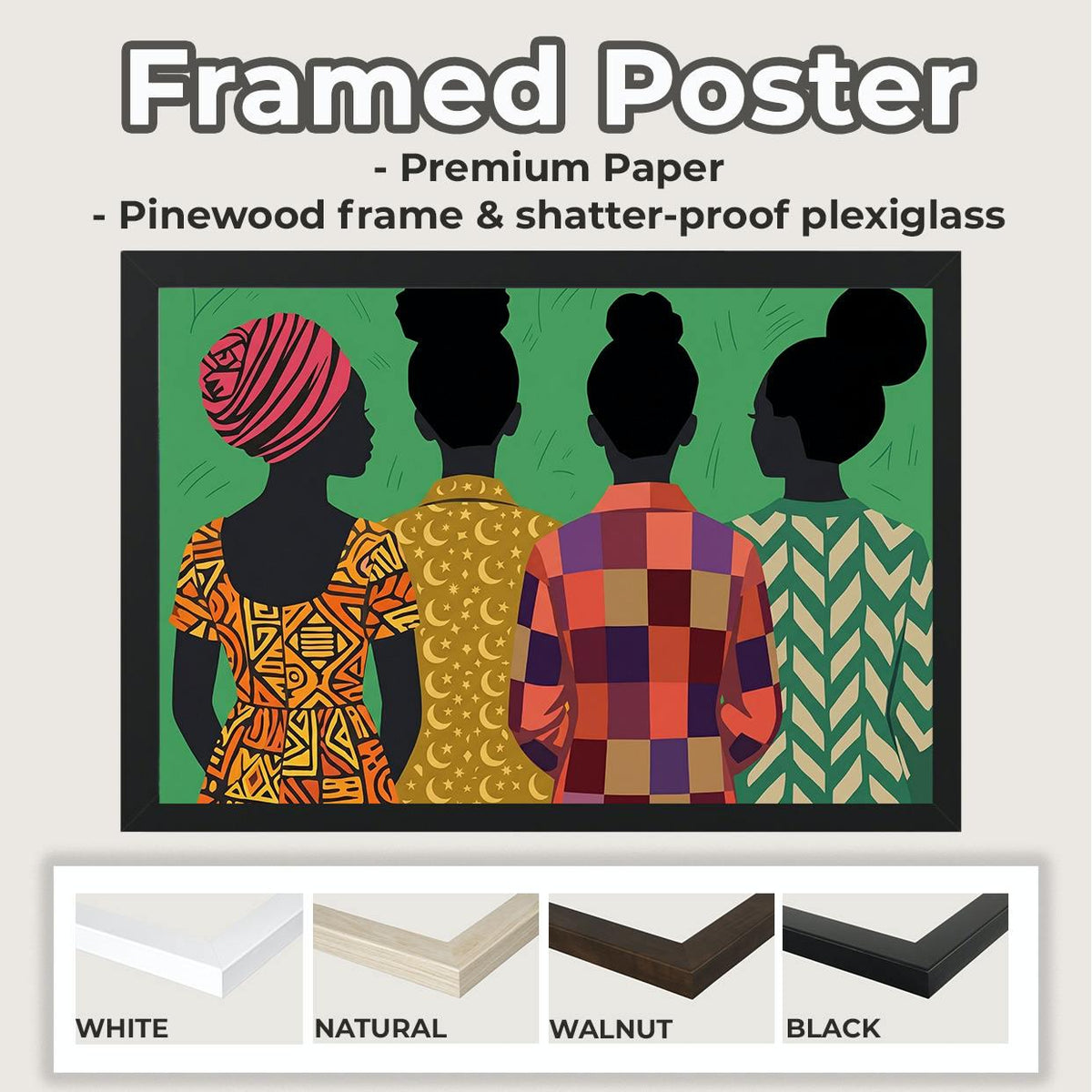 Modern Afro Female Figure Art Print, Afrocentric Boho Folk Art, Abstract Shapes, Maximalist Cultural Wall Decor, ART397