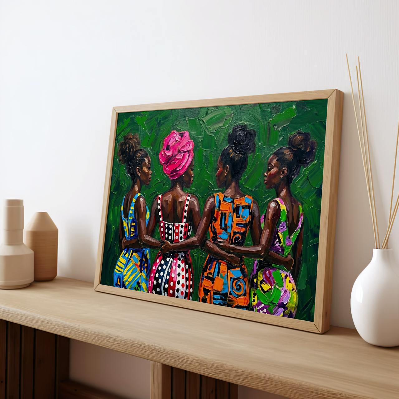 Afrocentric Wall Art Print, Modern Afro Female Figure Art, Boho Folk Home Decor, Abstract Cultural Poster, ART383