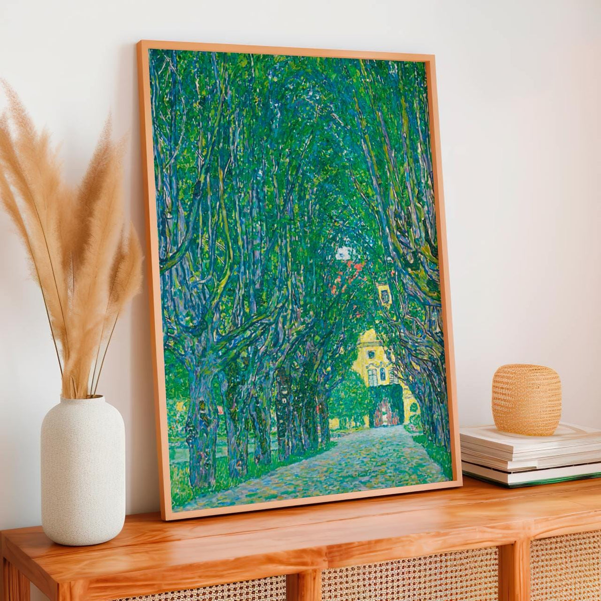 Gustav Klimt, Avenue to Schloss Kammer - green landscape wall art, framed canvas print, vintage art, minimalist decor, g