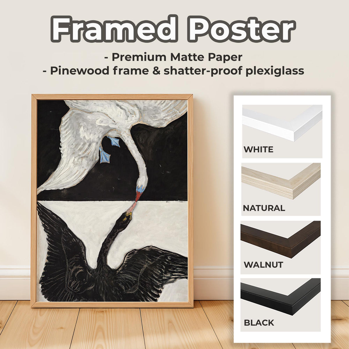 Hilma af Klint, The Swan - Abstract Spiritual Print, Symbolic Geometric Art, Modern Dualistic Decor, Large Canvas Wall A