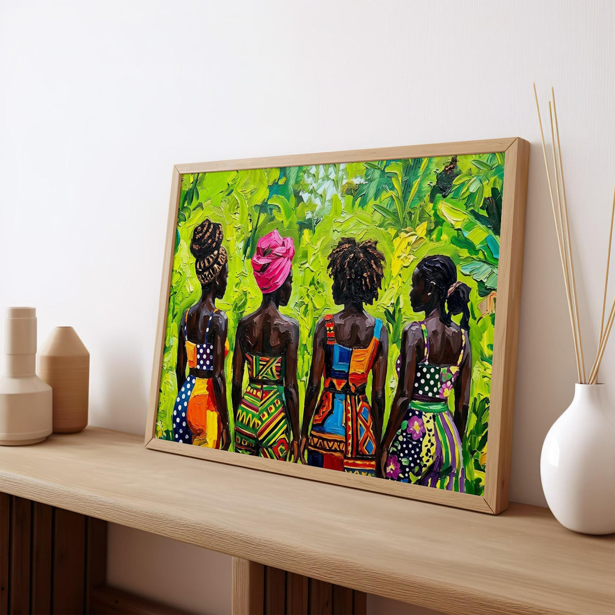 Afrocentric Boho Wall Art, Modern Female Figure Print, Colorful Cultural Decor, Living Room Statement Art, ART383