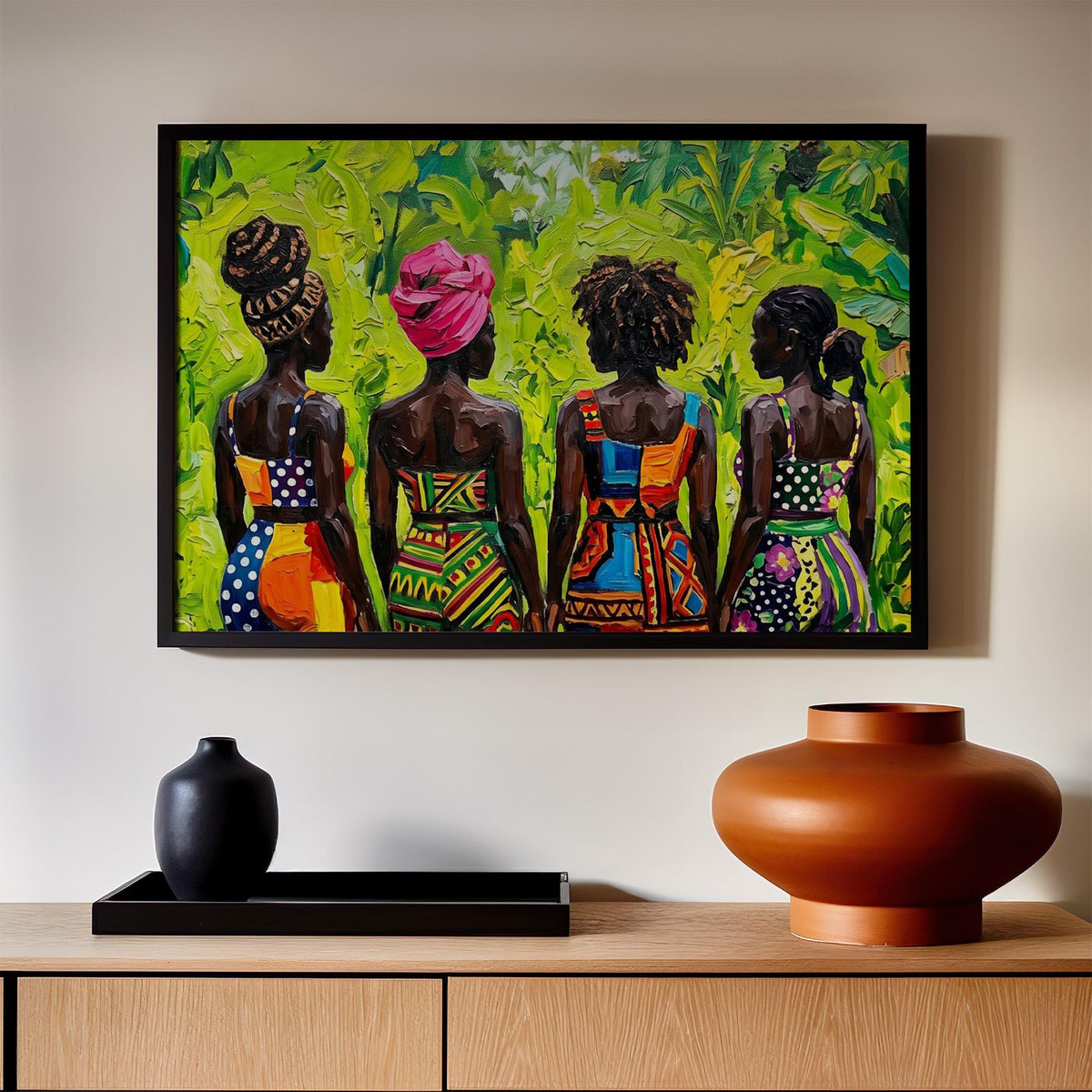 Afrocentric Boho Wall Art, Modern Female Figure Print, Colorful Cultural Decor, Living Room Statement Art, ART383