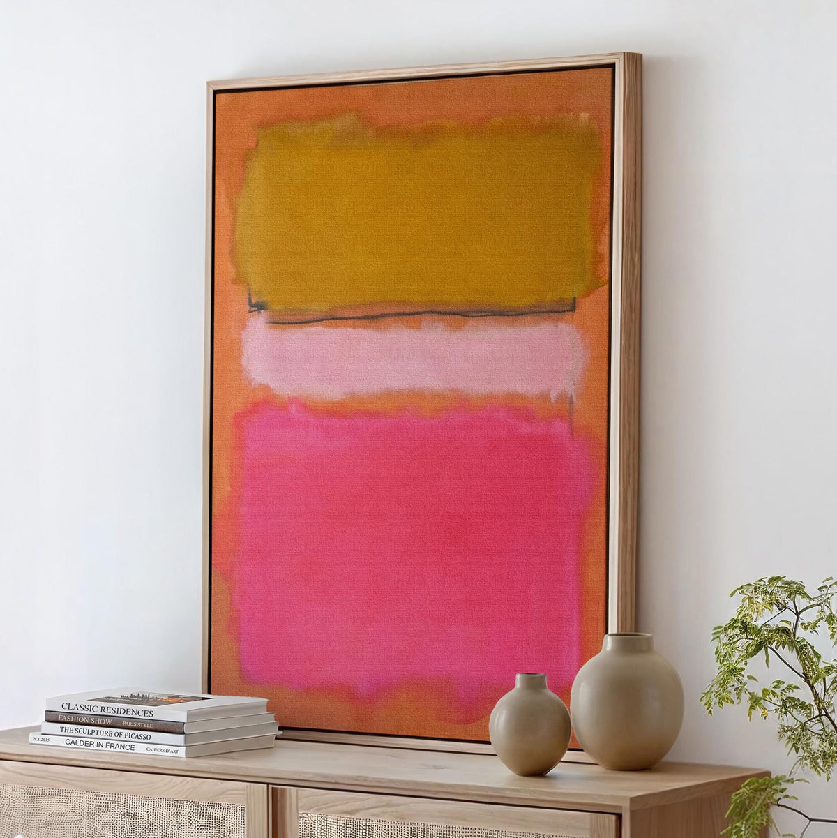 Mark Rothko Inspired Abstract White Pink Canvas Print, Color Field Style Wall Art, Modern Decor, ART417