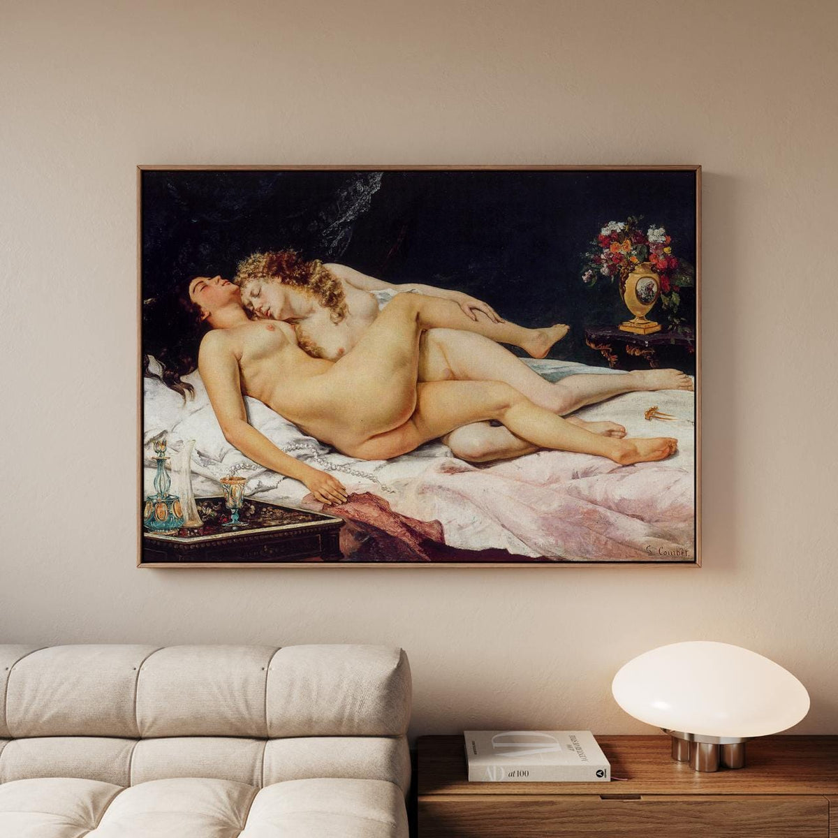 Gustave Courbet - The Sleepers, Le Sommeil. Sensual bedroom wall art, Lesbian Art, Couple canvas art, Living room wall a