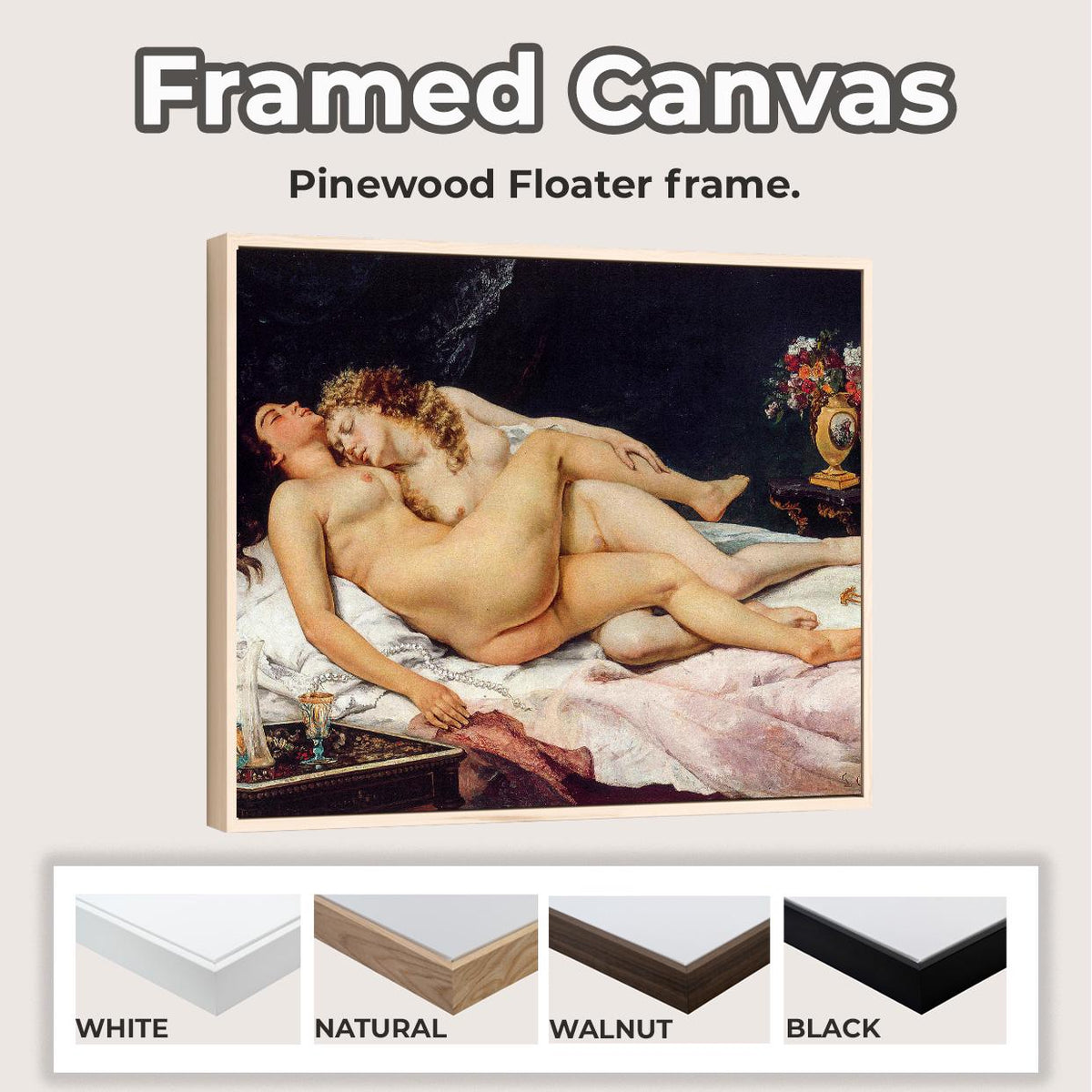 Gustave Courbet - The Sleepers, Le Sommeil. Sensual bedroom wall art, Lesbian Art, Couple canvas art, Living room wall a