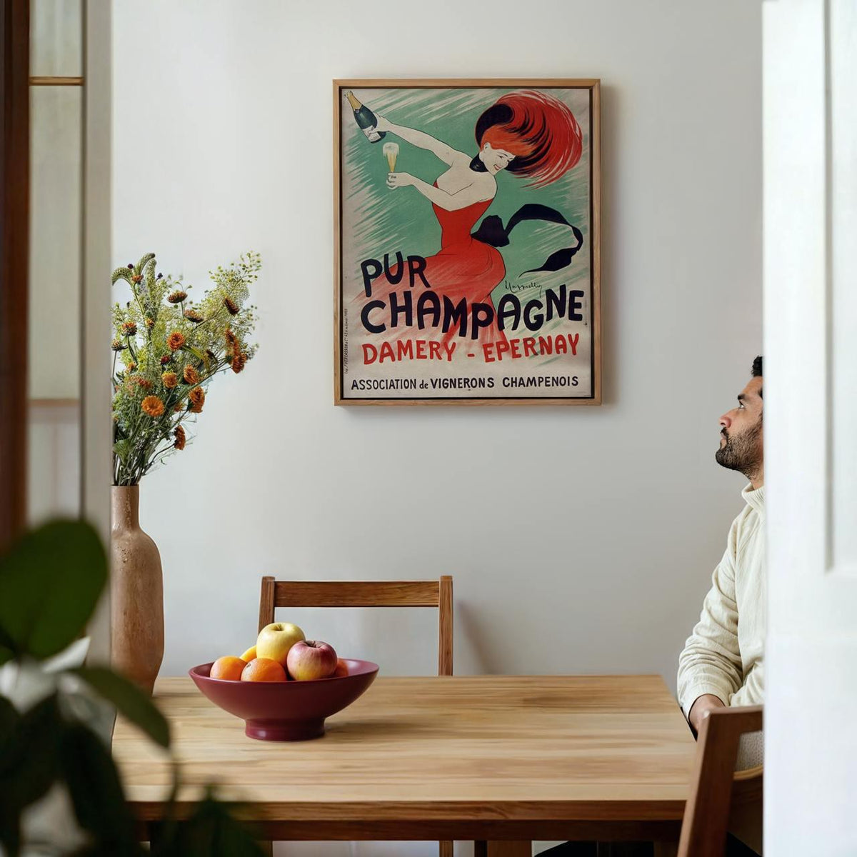 Leonetto Cappiello, Pur Champagne - Vintage French Poster, Champagne Wall Art, Retro Advertising Print, Bar Decor