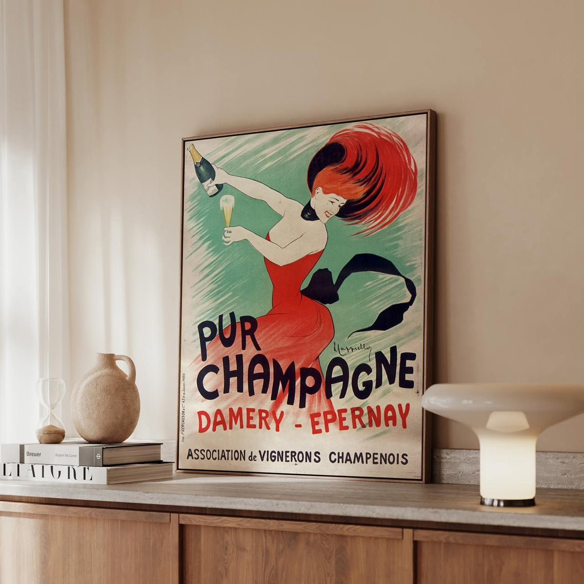 Leonetto Cappiello, Pur Champagne - Vintage French Poster, Champagne Wall Art, Retro Advertising Print, Bar Decor