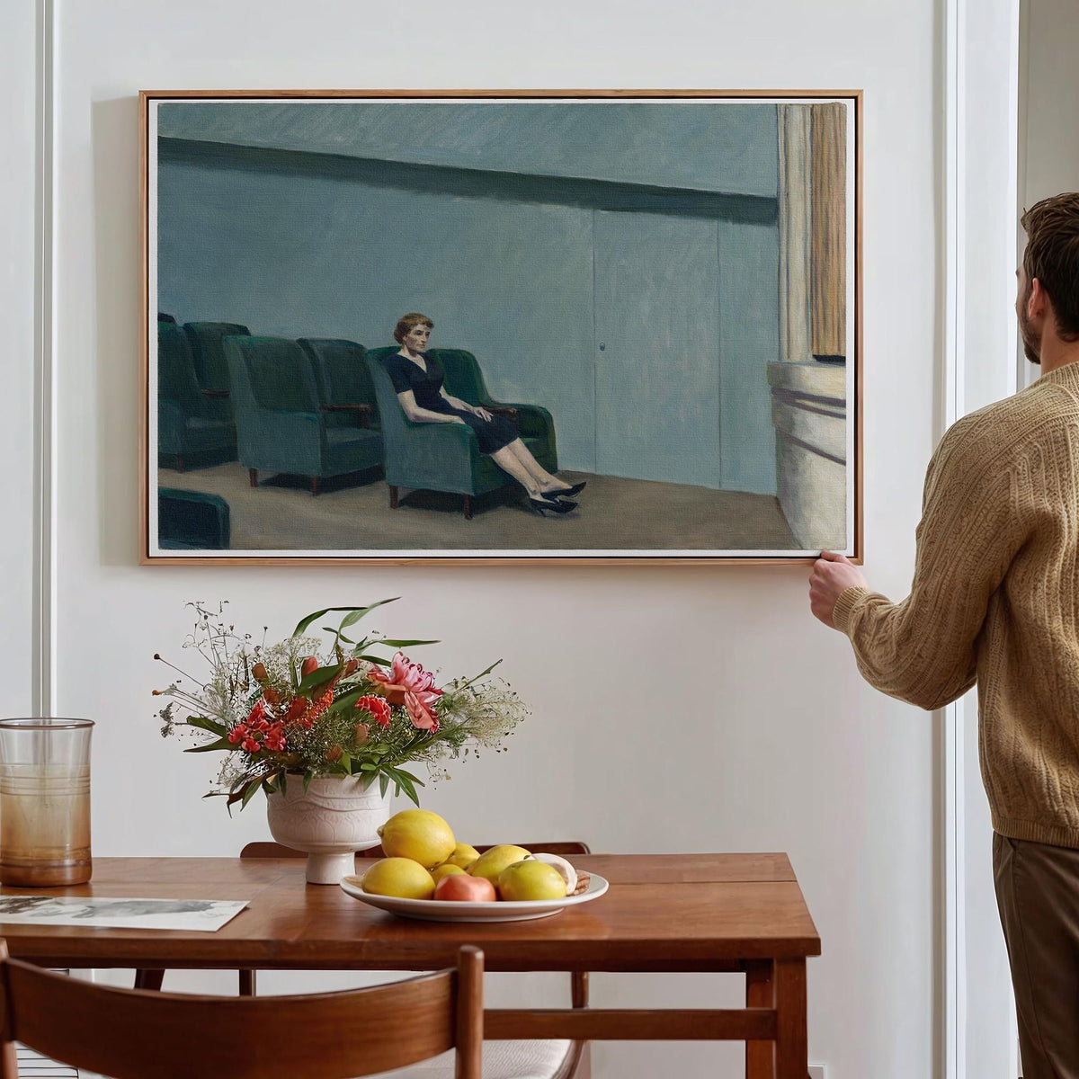 Edward Hopper, Solitary Interior Scene - Quiet Wall Art, American Realism Print, Minimalist Canvas Decor