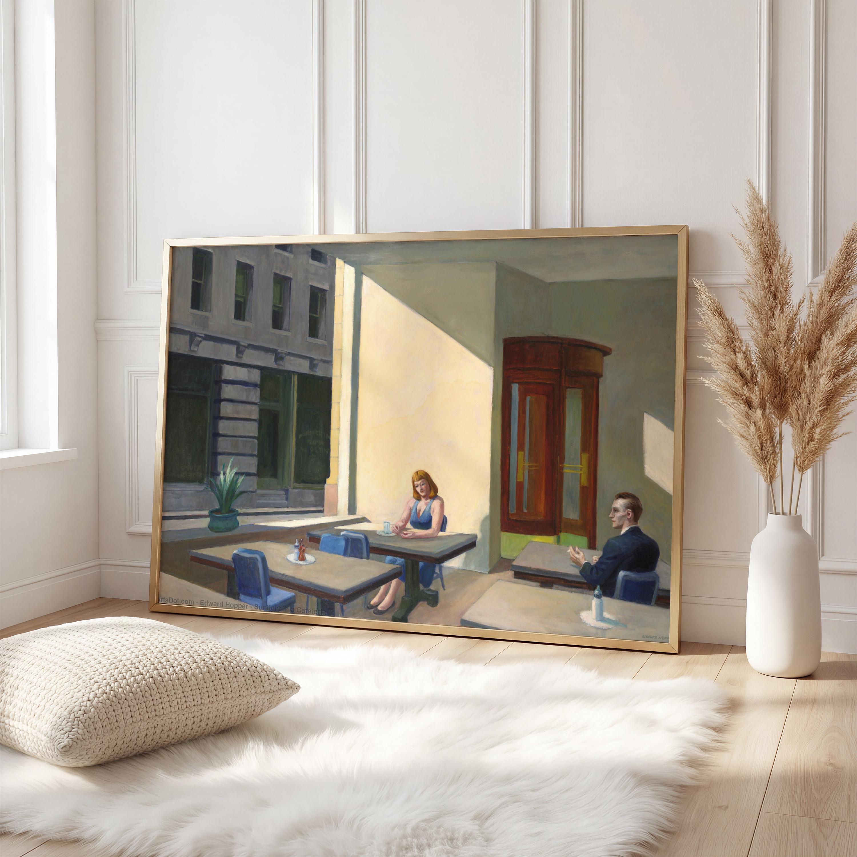 Edward Hopper, Sunlight in a Cafeteria - Yale University Art Gallery Print, Classic American Wall Art, Cafeteria Canvas 