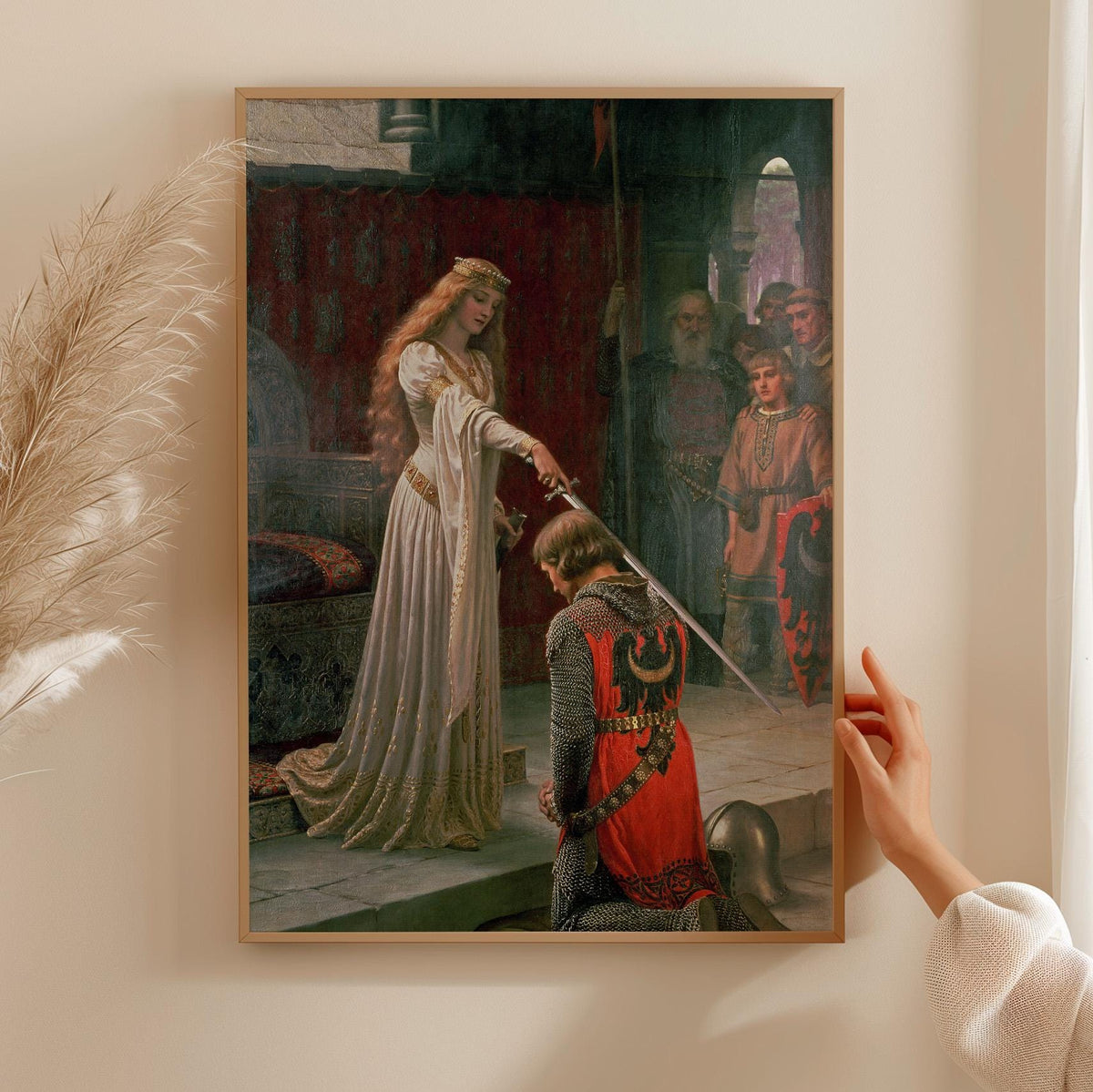 Edmund Blair Leighton, The Accolade - 1901 Medieval Knight Print, Pre-Raphaelite Wall Art, Chivalry Poster, Vintage Deco