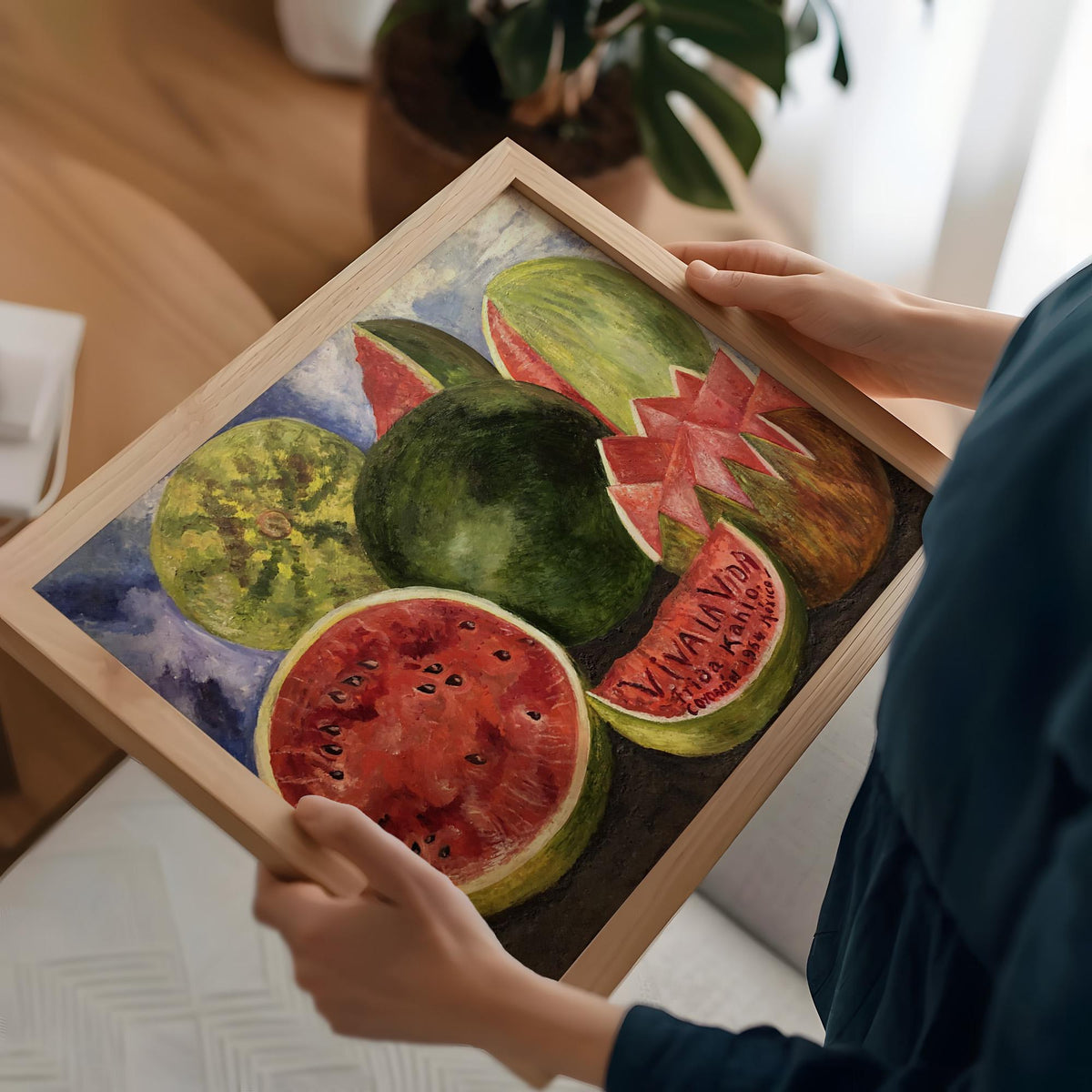 Frida Kahlo, Viva la Vida - 1954 Watermelon Still Life Print, Mexican Folk Art Wall Art, Bold Color Poster, Vintage Deco