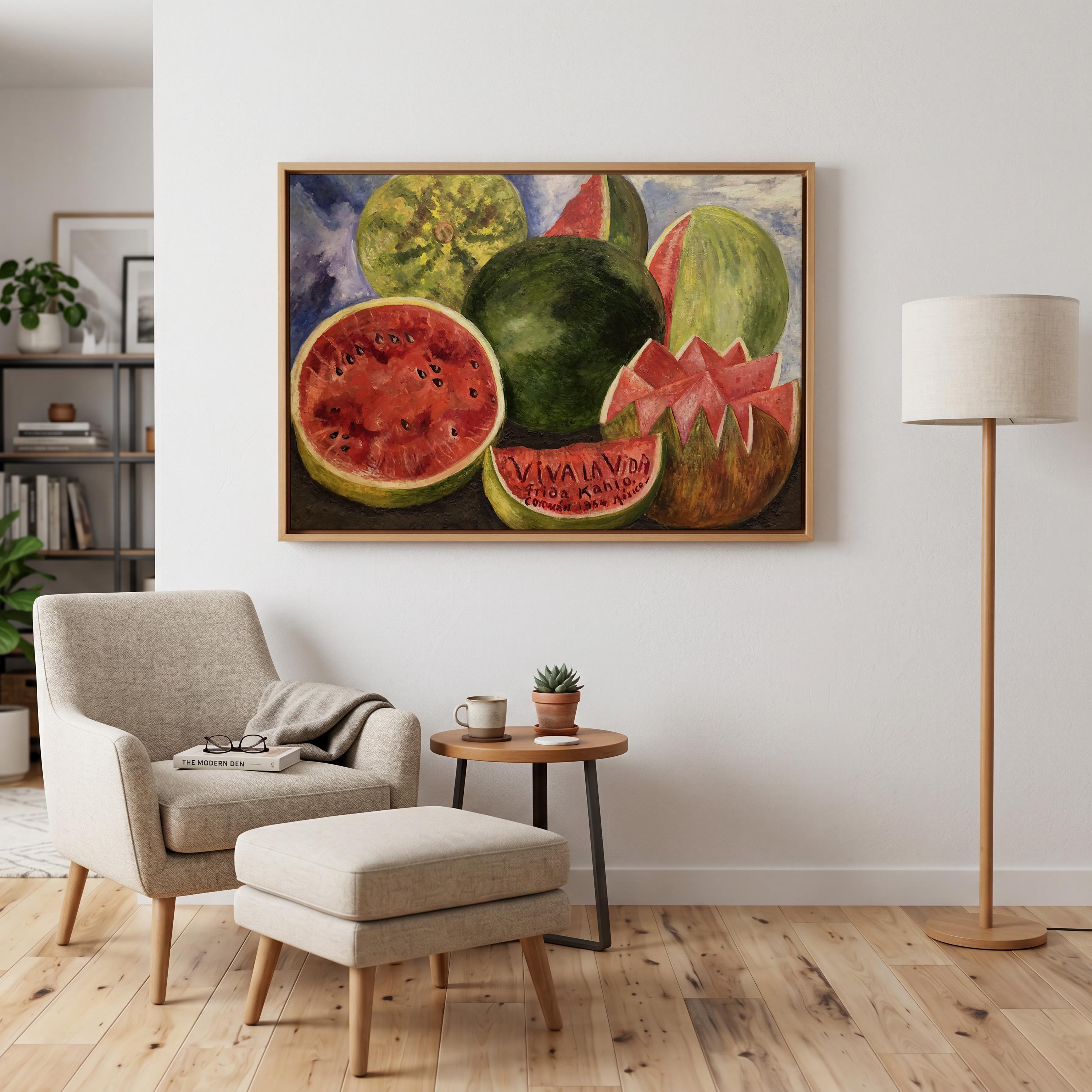 Frida Kahlo, Viva la Vida - 1954 Watermelon Still Life Print, Mexican Folk Art Wall Art, Bold Color Poster, Vintage Deco