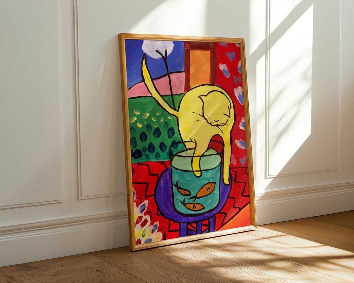 Henri Matisse, The Cat with Red Fish - 1914 Fauvist Still Life Print, Cat Wall Art, Colorful Modern Poster, French Decor