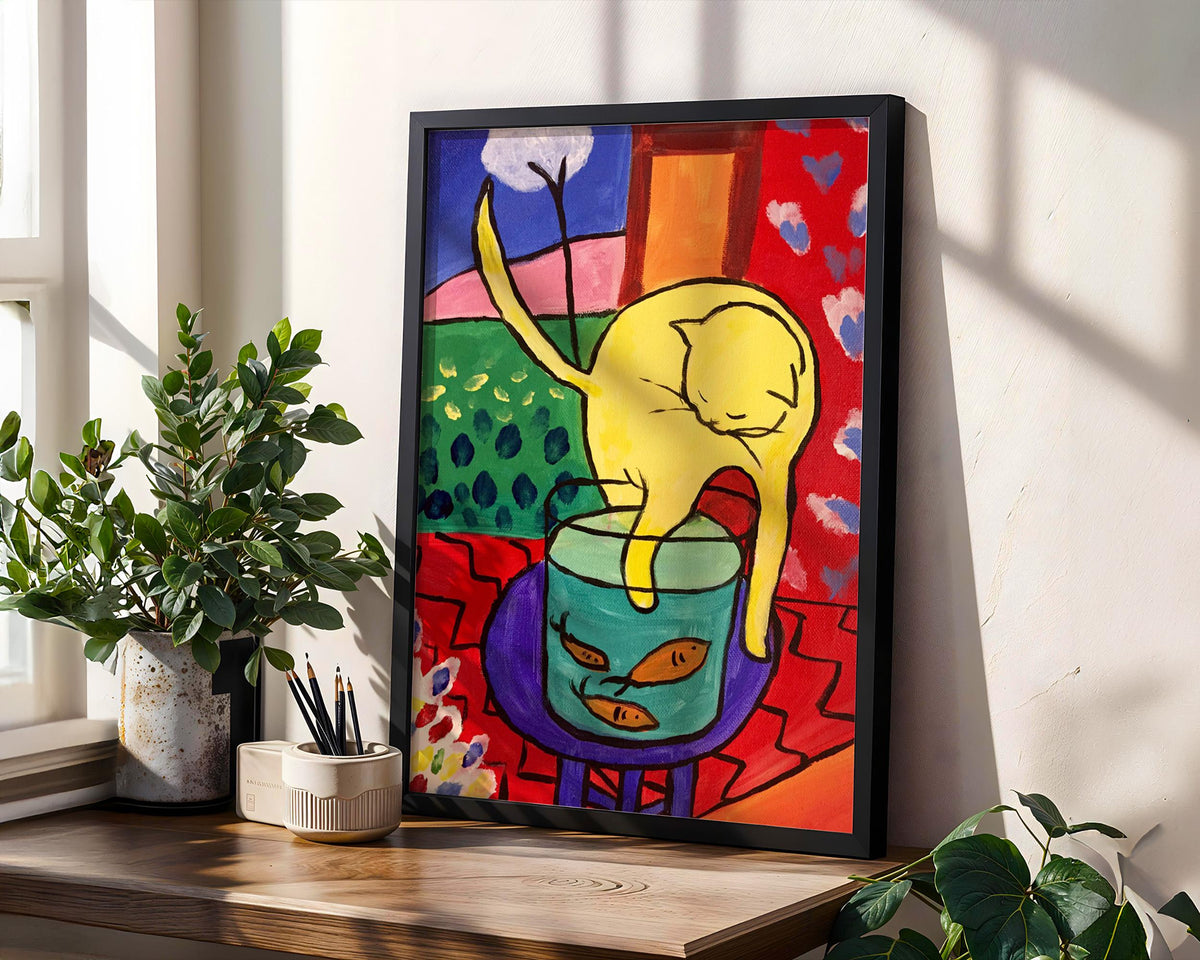 Henri Matisse, The Cat with Red Fish - 1914 Fauvist Still Life Print, Cat Wall Art, Colorful Modern Poster, French Decor