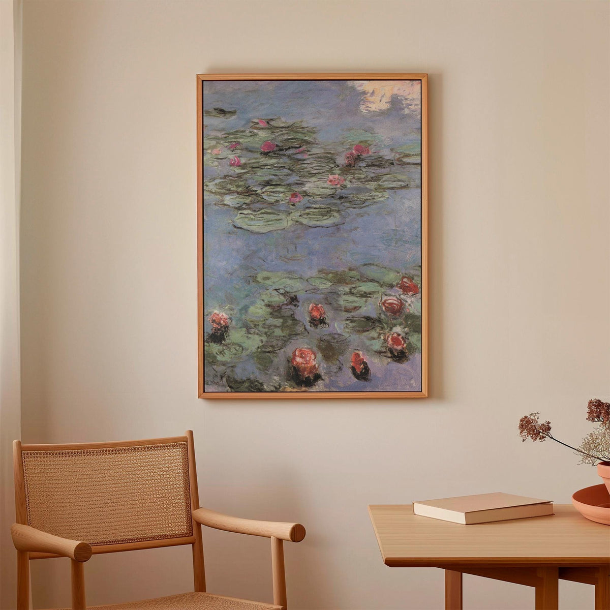 Claude Monet, Water Lilies Vertical - Impressionist Pond Print, French Garden Wall Art, Serene Floral Poster, Blue and G