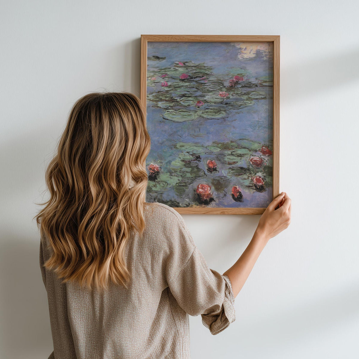 Claude Monet, Water Lilies Vertical - Impressionist Pond Print, French Garden Wall Art, Serene Floral Poster, Blue and G