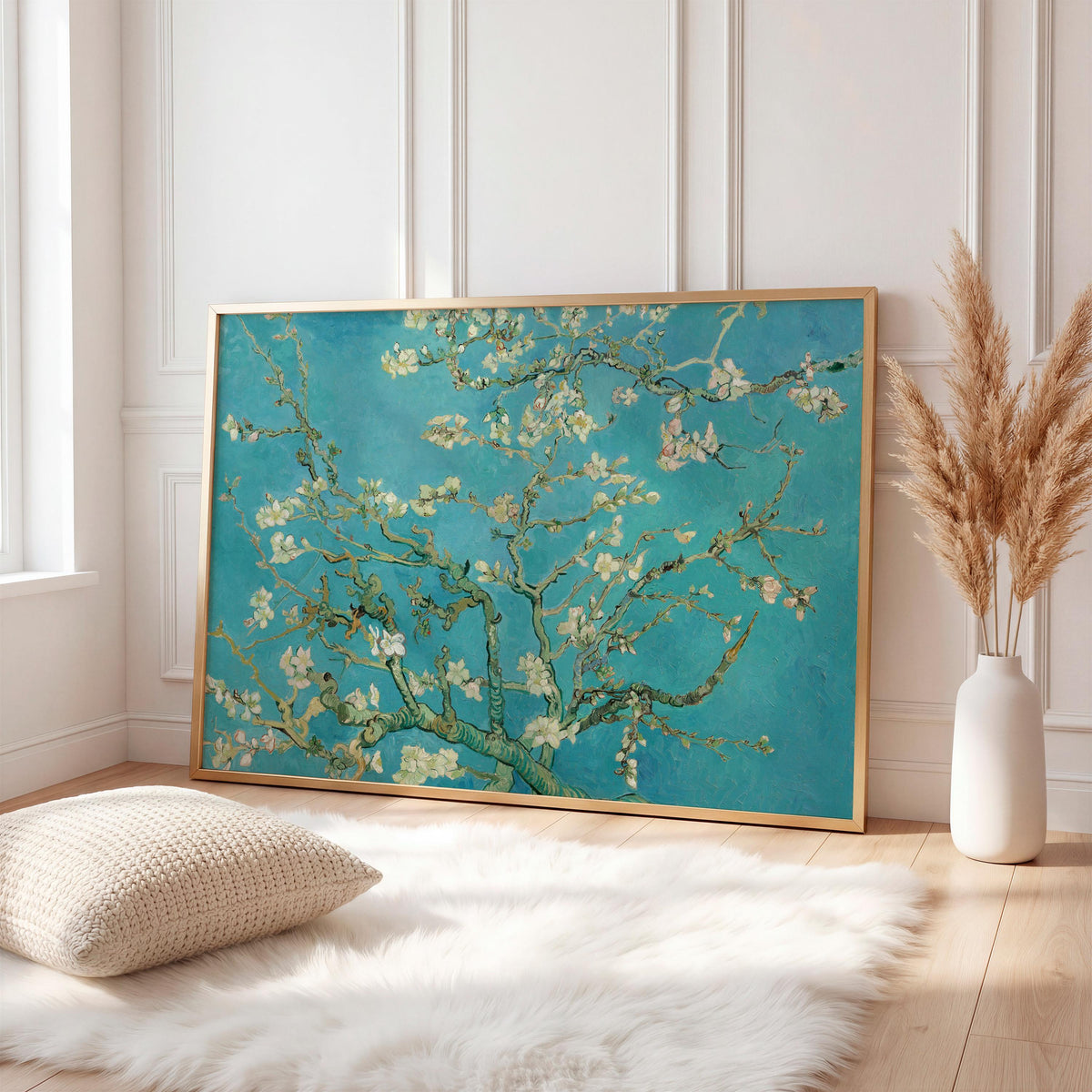 Vincent van Gogh, Almond Blossom - 1890 Floral Wall Art, Japanese-Inspired Impressionist Print, Blue and White Flower Po