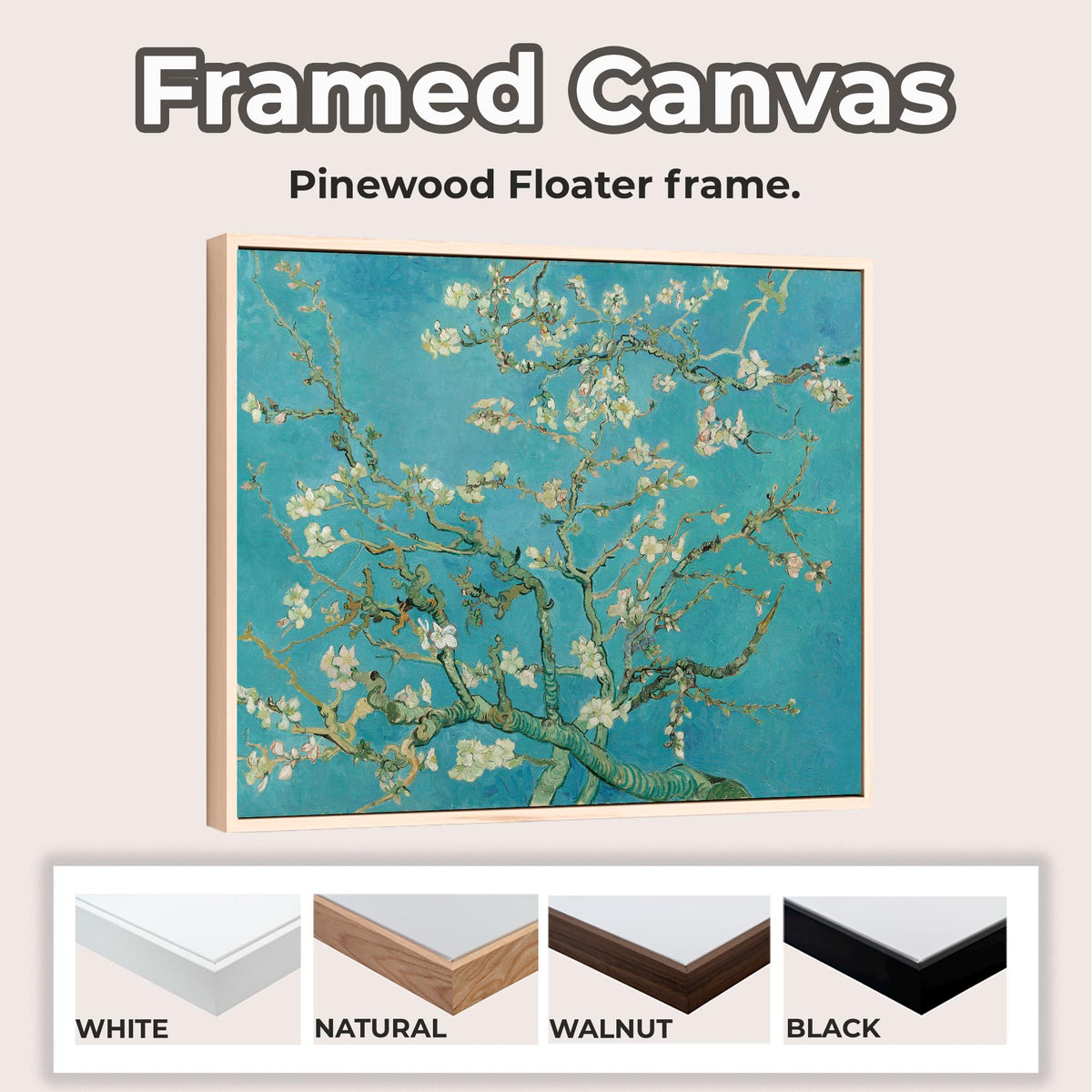 Vincent van Gogh, Almond Blossom - 1890 Floral Wall Art, Japanese-Inspired Impressionist Print, Blue and White Flower Po