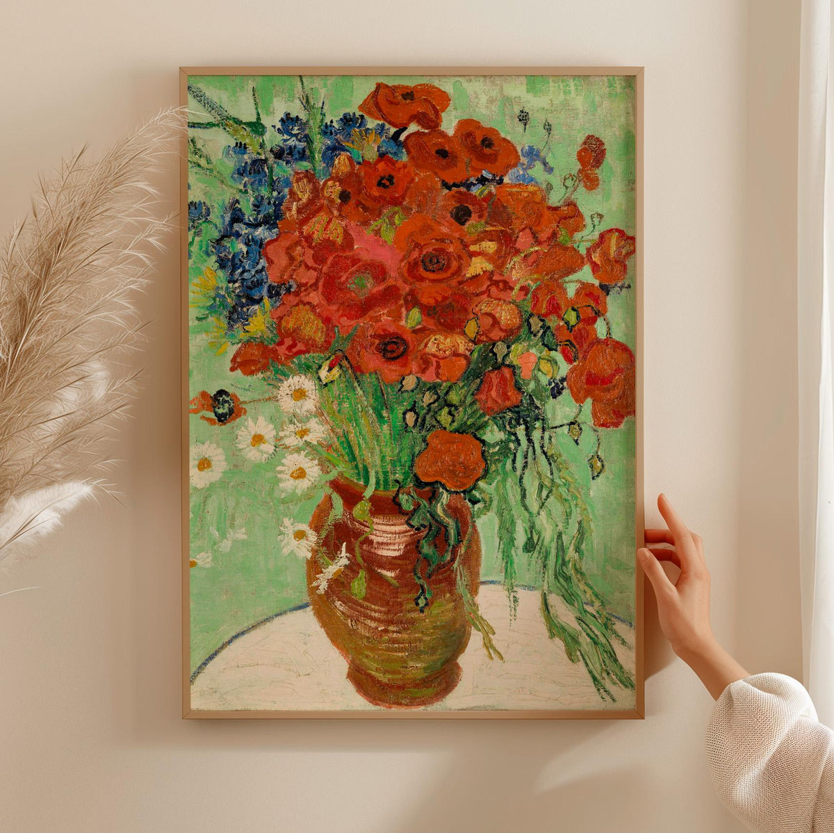 Vincent van Gogh, Vase with Cornflowers and Poppies - 1887 Floral Still Life Print, Post-Impressionist Wall Art, Blue an