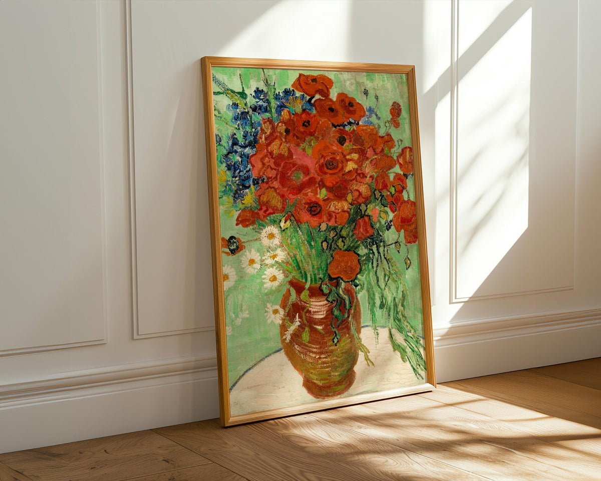Vincent van Gogh, Vase with Cornflowers and Poppies - 1887 Floral Still Life Print, Post-Impressionist Wall Art, Blue an