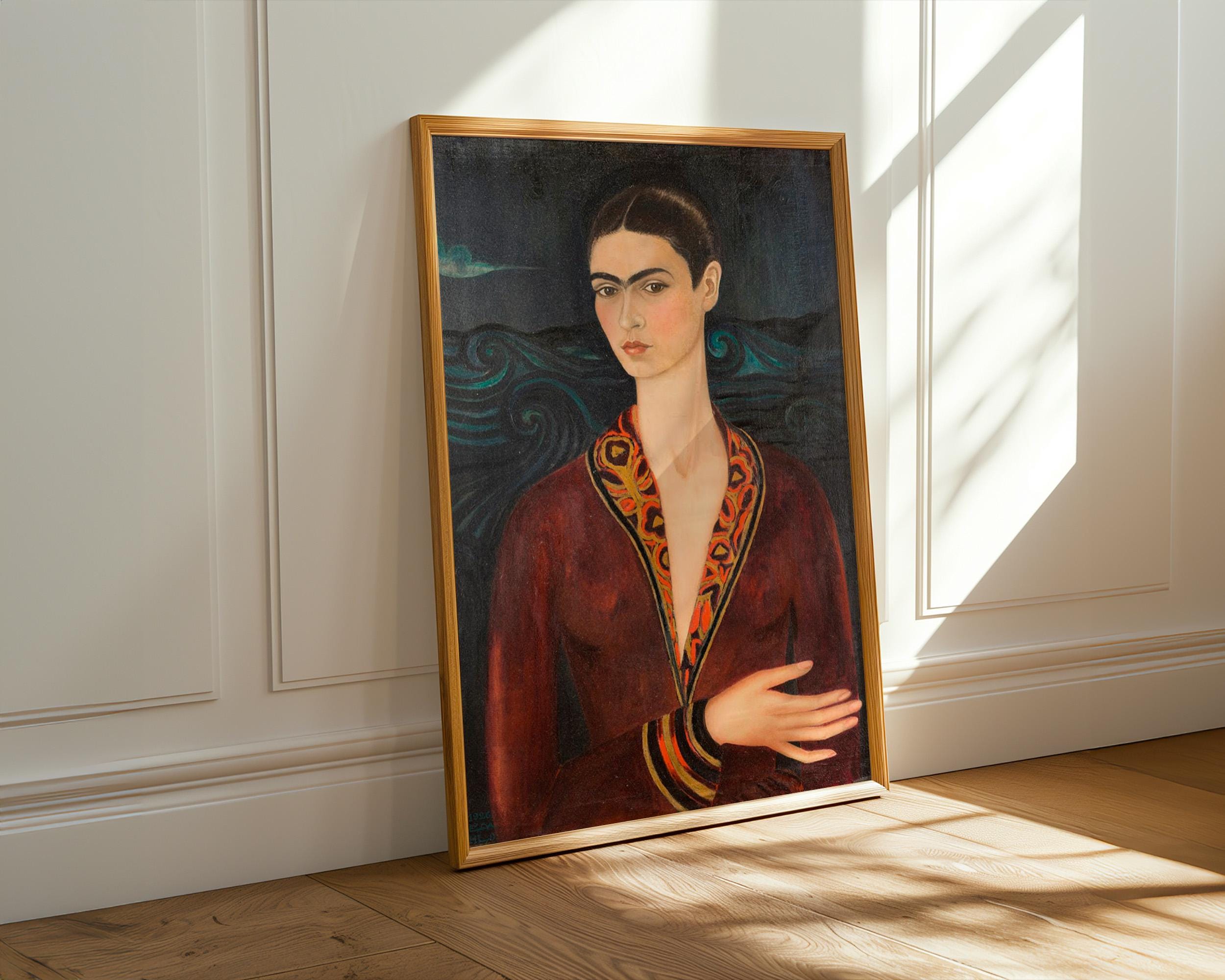 Frida Kahlo, Self-Portrait in a Velvet Dress - 1926 Surreal Self Portrait Print, Mexican Wall Art, Dark Romantic Poster,