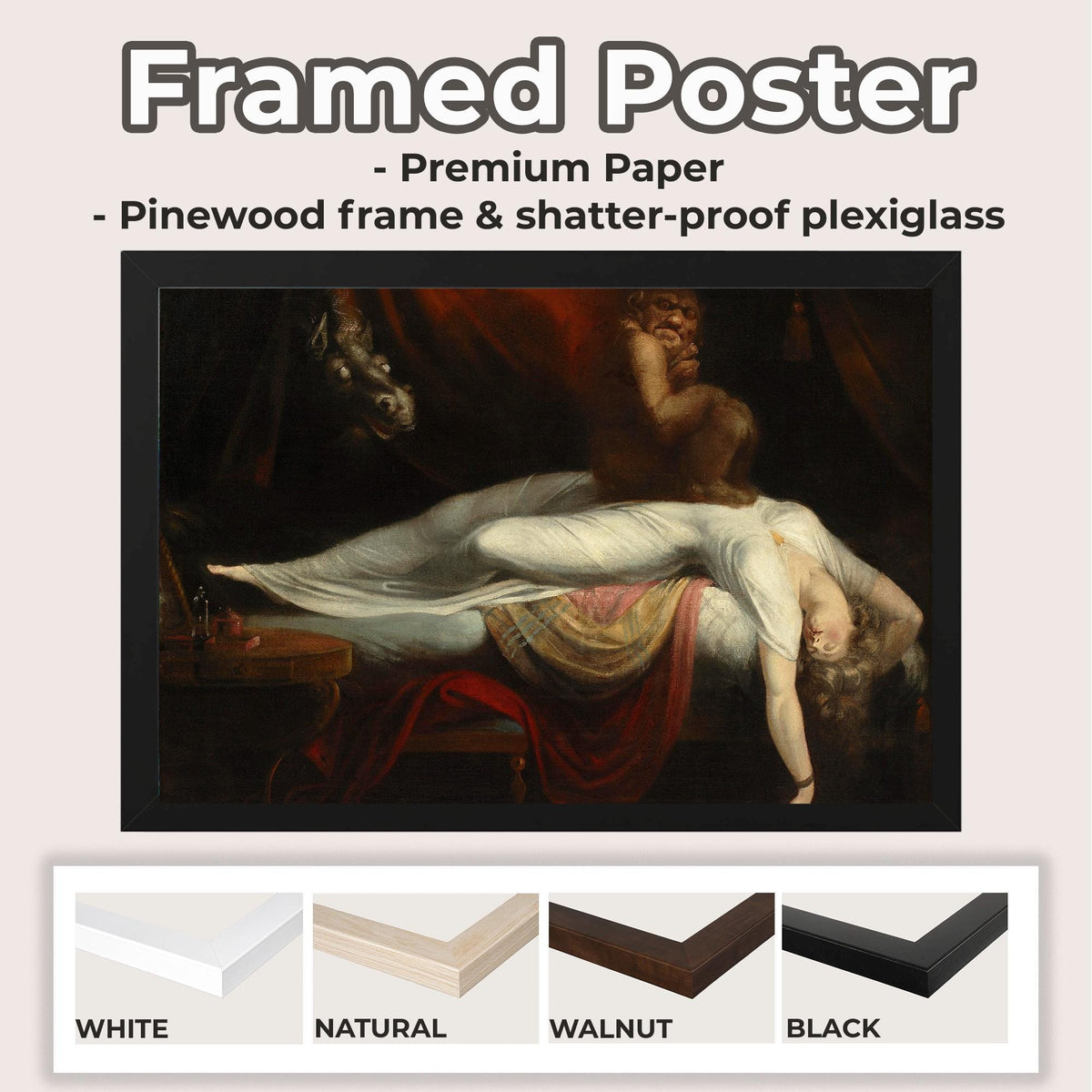 Henry Fuseli, The Nightmare - 1781 Gothic Horror Print, Romantic Nightmare Scene, Dark Surreal Wall Art, Classic Museum 