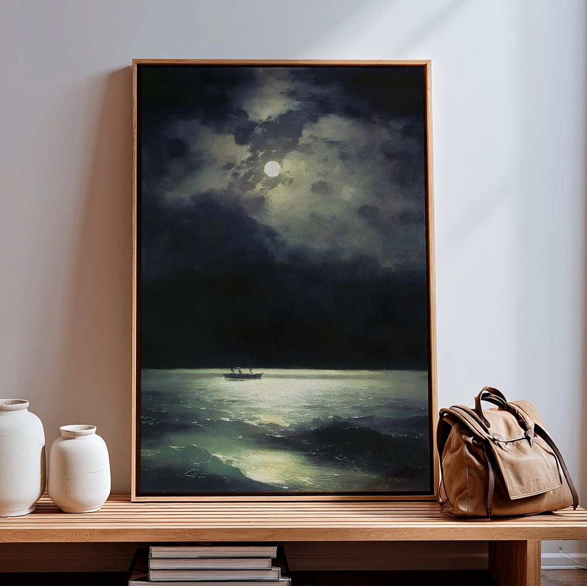 Ivan Aivazovsky, Black Sea at Night - 1879 Romantic Seascape Print, Moonlit Ocean Wall Art, Moody Marine Poster, Classic