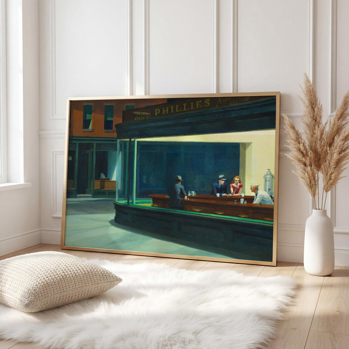 Edward Hopper, Nighthawks - Iconic wall art, Famous Painting, Large Sizes canvas print, American Realist Poster urban is
