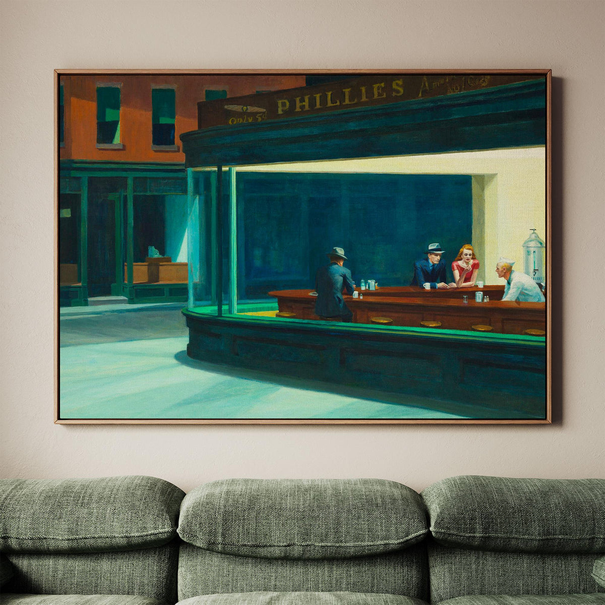 Edward Hopper, Nighthawks - Iconic wall art, Famous Painting, Large Sizes canvas print, American Realist Poster urban is
