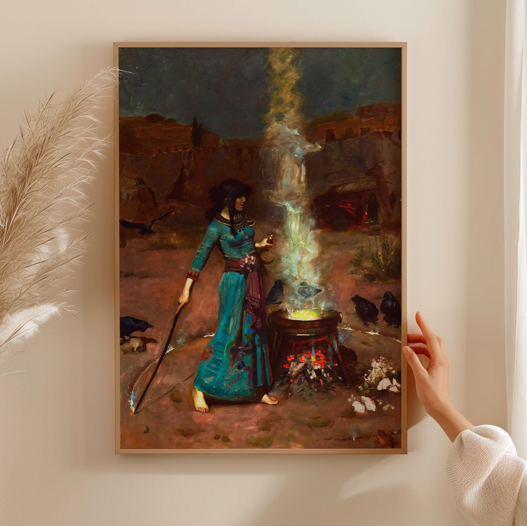 John William Waterhouse, The Magic Circle - 1886 Pre-Raphaelite Witch Print, Sorceress Wall Art, Occult Fantasy Poster,V